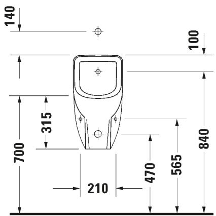 Duravit 828300000 - Urinal Rimless D-CODE, oberer Zulauf, hinterer Abgang, Keramik/glänzend weiß