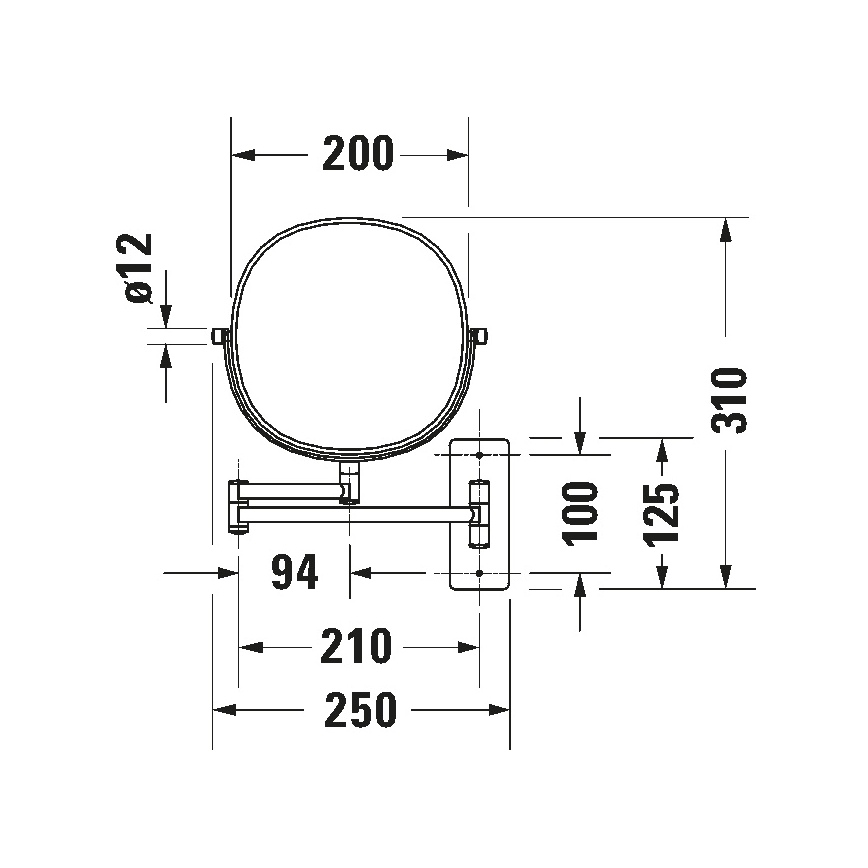 Duravit 99121000 - Wand-Kosmetikspiegel D-CODE, glänzender Chrom