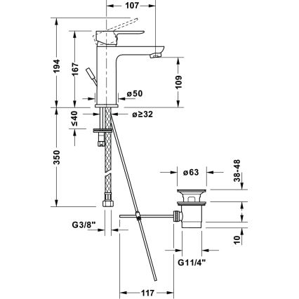 Duravit DC1023001010 - Waschtischarmatur mit Ablaufgarnitur D-CODE, glänzender Chrom