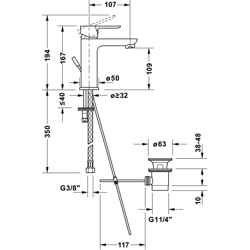 Duravit DC1023001010 - Waschtischarmatur mit Ablaufgarnitur D-CODE, glänzender Chrom