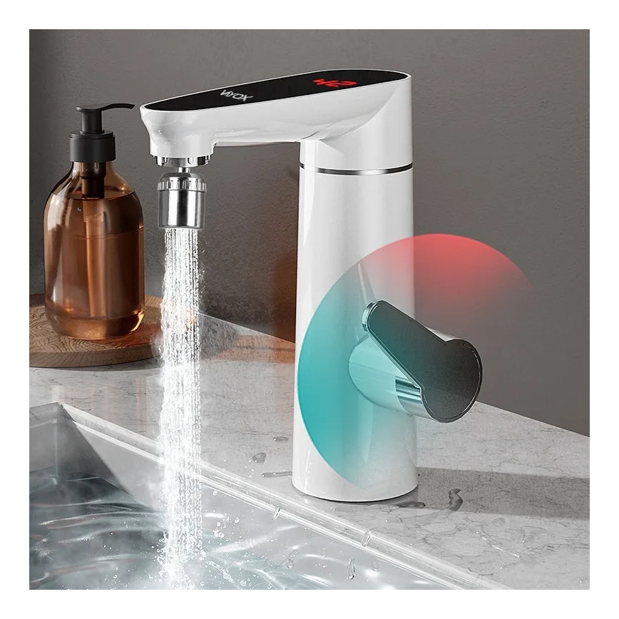 Durchlauferhitzer mit LED-Display 3000W/230V IPX4 Weiß