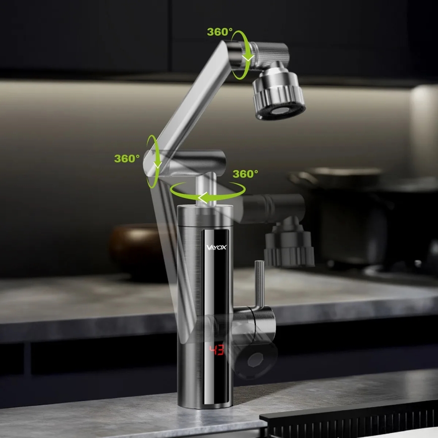 Durchlauferhitzer mit LED-Anzeige 3000W/230V IPX4 anthrazit