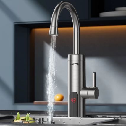Durchlauferhitzer mit LED-Anzeige 3000W/230V IPX4 Edelstahl