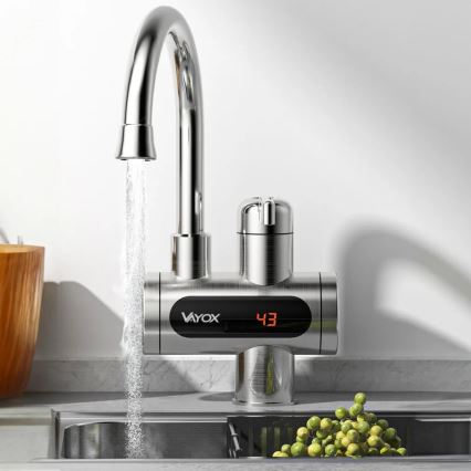 Durchlauferhitzer mit LED-Anzeige 3000W/230V IPX4 Edelstahl