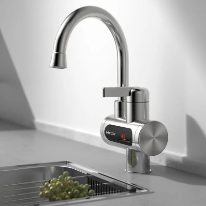 Durchlauferhitzer mit LED-Anzeige 3000W/230V IPX4 Edelstahl