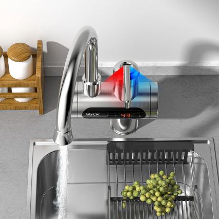 Durchlauferhitzer mit LED-Anzeige 3000W/230V IPX4 Edelstahl