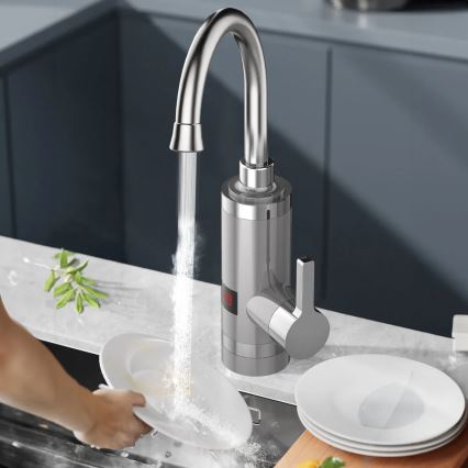 Durchlauferhitzer mit LED Anzeige 3000W/230V IPX4 Edelstahl