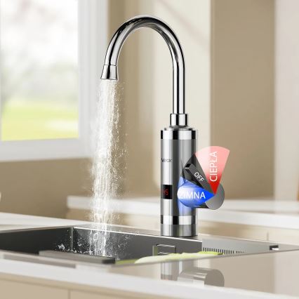 Durchlauferhitzer mit LED Anzeige 3000W/230V IPX4 Edelstahl