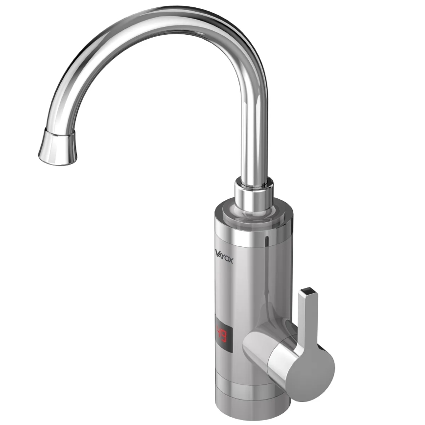 Durchlauferhitzer mit LED Anzeige 3000W/230V IPX4 Edelstahl