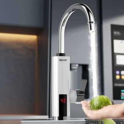Durchlauferhitzer mit LED-Anzeige 3000W/230V IPX4 weiß