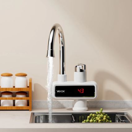 Durchlauferhitzer mit LED-Anzeige 3000W/230V IPX4 weiß