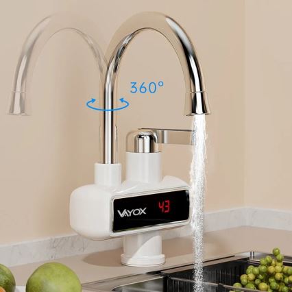 Durchlauferhitzer mit LED-Anzeige 3000W/230V IPX4 weiß