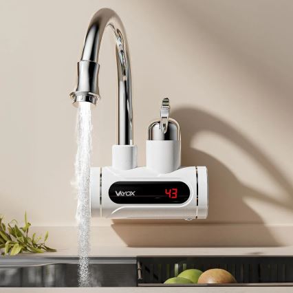 Durchlauferhitzer mit LED-Anzeige 3000W/230V IPX4 weiß