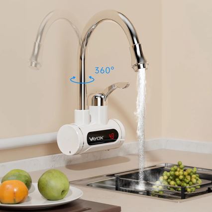 Durchlauferhitzer mit LED-Anzeige 3000W/230V IPX4 weiß