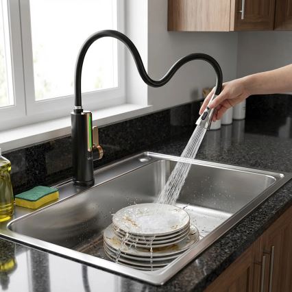 Durchlauferhitzer mit LED-Display, 3000 W / 230 V, Schutzart IPX4, Schwarz