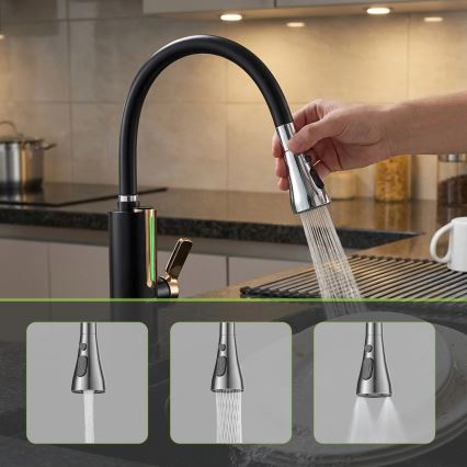 Durchlauferhitzer mit LED-Display, 3000 W / 230 V, Schutzart IPX4, Schwarz