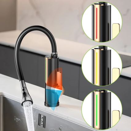 Durchlauferhitzer mit LED-Display, 3000 W / 230 V, Schutzart IPX4, Schwarz