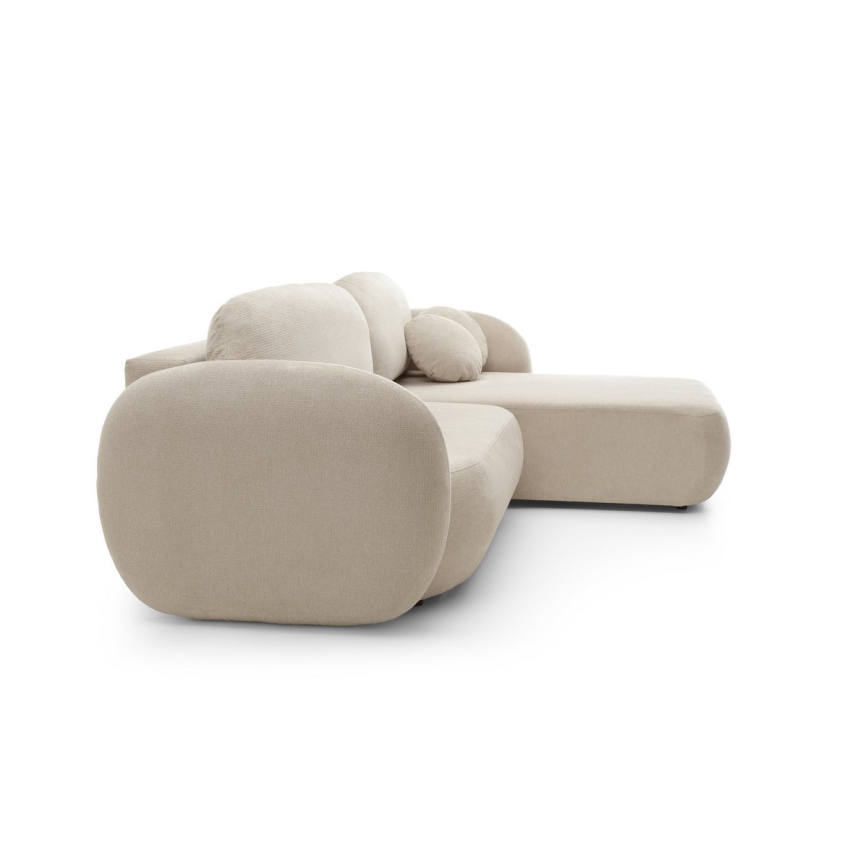 Eck-Schlafgarnitur OLBIA in L-Form, mit Bettfunktion und praktischem Stauraum, rechts, beige