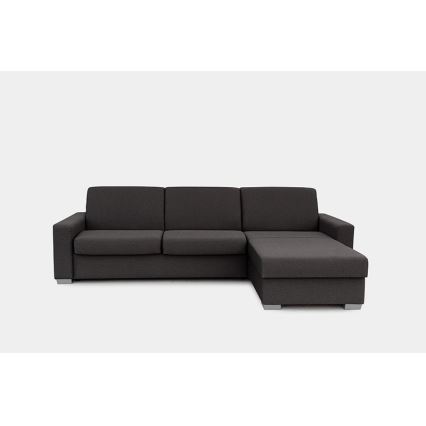 Eck-Schlafsofa zum Ausziehen für den täglichen Gebrauch mit Stauraum, L-Form, LEKA, rechts, braun