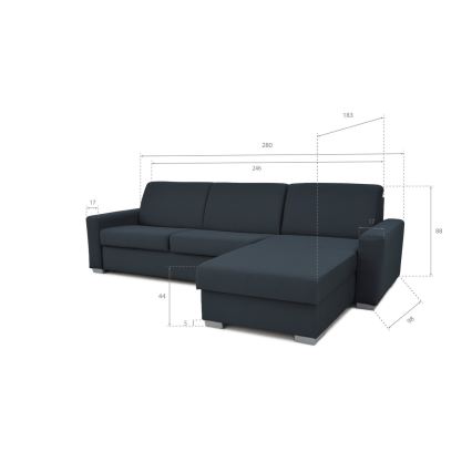 Eck-Schlafsofa mit Stauraum, L-Form, rechts, Modell LEKA, blau, für den täglichen Gebrauch