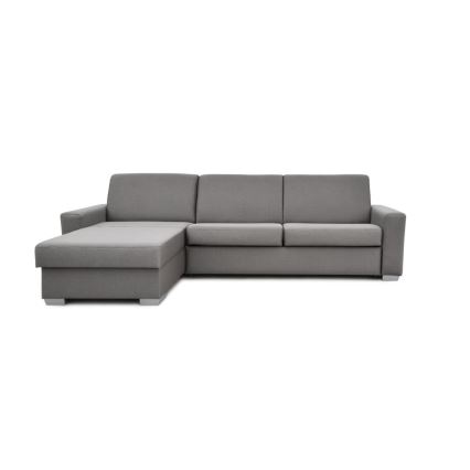 Eck-Schlafsofa zum Ausklappen für den täglichen Gebrauch mit Stauraum, L-Form LEKA links, grau