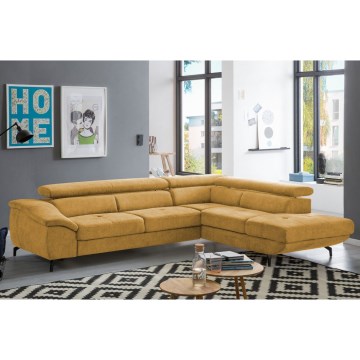 Eck-Schlafsofa mit Stauraum in L-Form BRESCIA, rechts, gelb