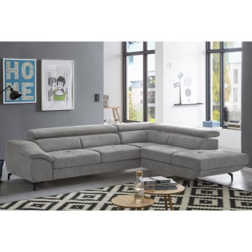 Eck-Schlafsofa mit Stauraum in L-Form BRESCIA, rechts, grau