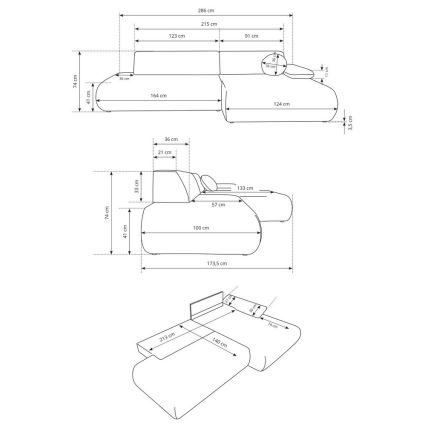 Eck-Schlafsofa mit Stauraum in L-Form PRATO, rechts, beige
