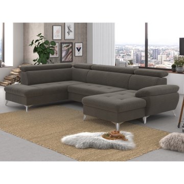 Eck-Schlafsofa mit Stauraum in U-Form CATANIA links, braun