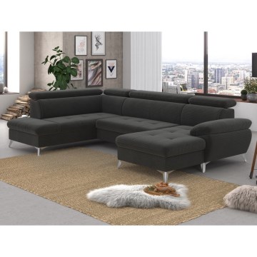 Eck-Schlafsofa mit Stauraum in U-Form CATANIA links, Graphit