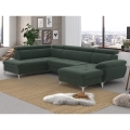 Eck-Schlafsofa mit Stauraum in U-Form CATANIA links, grün