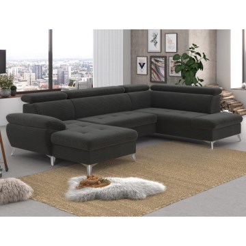 Eck-Schlafsofa mit Stauraum in U-Form CATANIA, rechts, Graphit