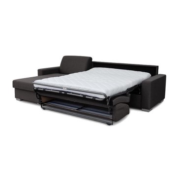 Eck-Schlafsofa mit Stauraum, L-Form, links, braun, für den täglichen Gebrauch LEKA