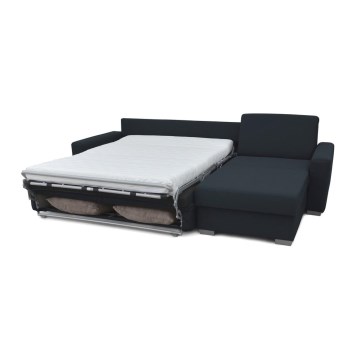 Eck-Schlafsofa mit Stauraum, L-Form, rechts, Modell LEKA, blau, für den täglichen Gebrauch