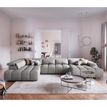 Eck-Sitzgarnitur mit Kopfstützen in U-Form TROPEA links, grau