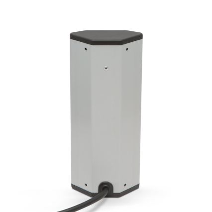 Eck-Steckdosensäule 3×230 V + 2× USB-A, schwarz/silber