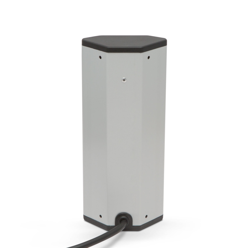 Eck-Steckdosensäule 3×230 V + 2× USB-A, schwarz/silber