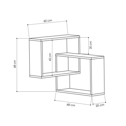 Eck-Wandregal RING 68x68 cm weiß/anthrazit