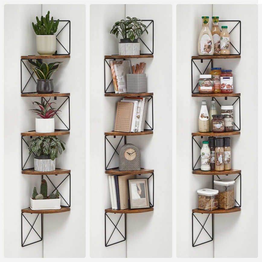 Eck-Wandregal SNAKE, braun/schwarz