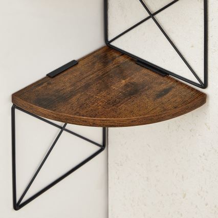 Eck-Wandregal SNAKE, braun/schwarz