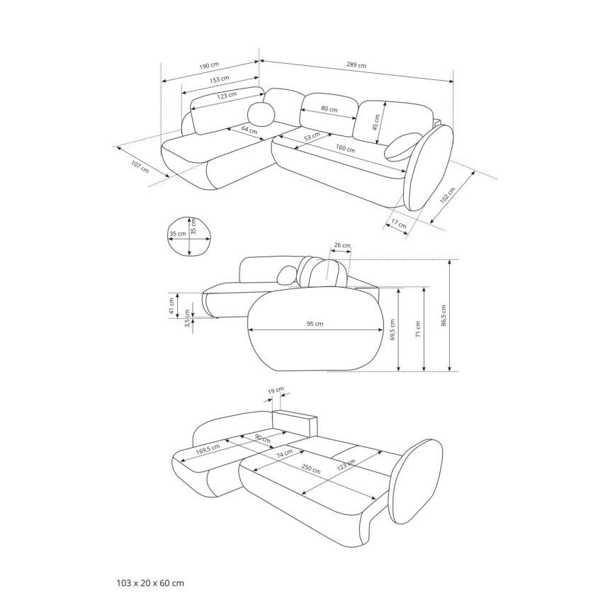 Eckgarnitur OLBIA mit Schlaffunktion und Stauraum, L-Form, rechts, beige