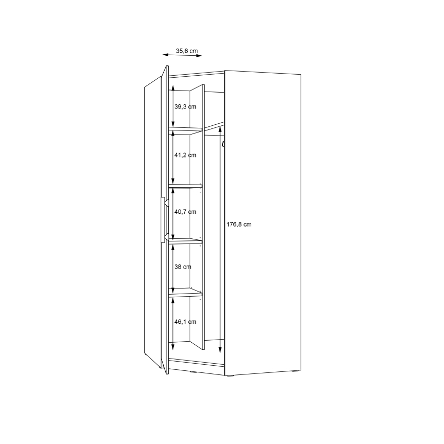 Eckkleiderschrank MARO 94x213 cm Artisan-Eiche