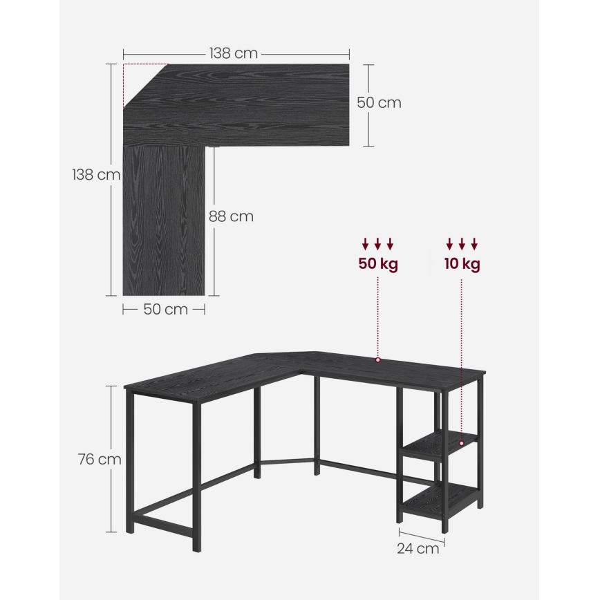 Eckschreibtisch SOLEA schwarz