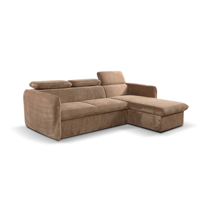 Eck-Schlafsofa in L-Form mit Stauraum BEJA, beige, rechts