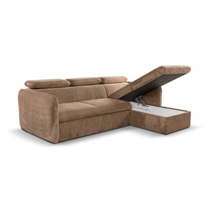 Eck-Schlafsofa in L-Form mit Stauraum BEJA, beige, rechts