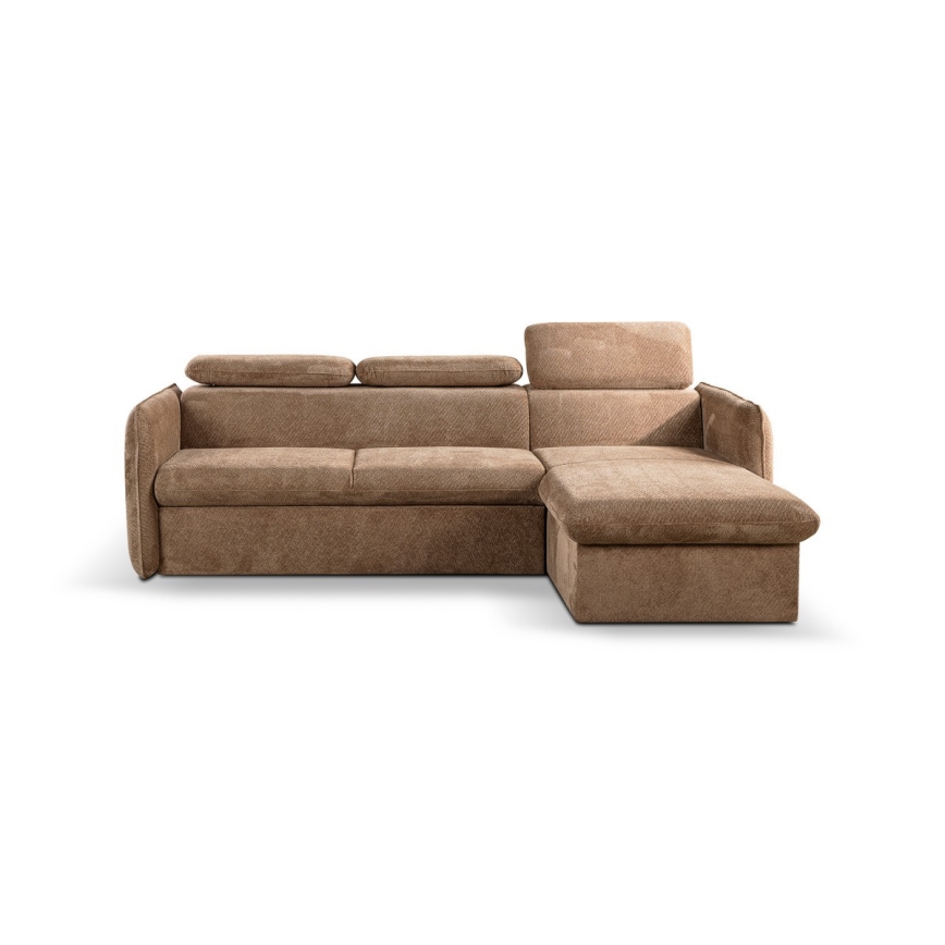 Eck-Schlafsofa in L-Form mit Stauraum BEJA, beige, rechts