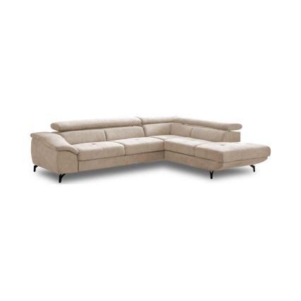 Eck-Schlafsofa mit Stauraum in L-Form BRESCIA, rechts, beige
