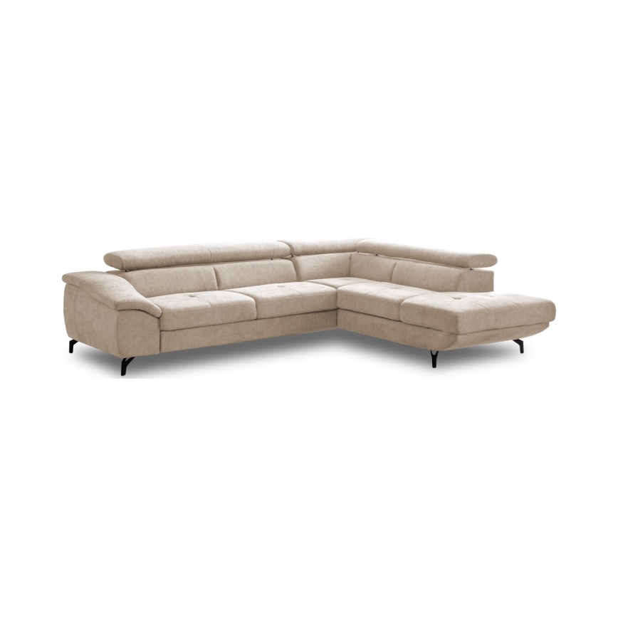 Eck-Schlafsofa mit Stauraum in L-Form BRESCIA, rechts, beige