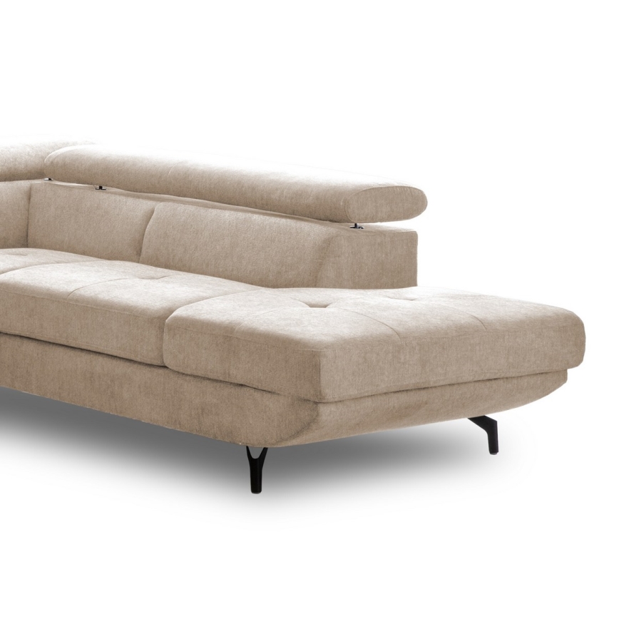 Eck-Schlafsofa mit Stauraum in L-Form BRESCIA, rechts, beige