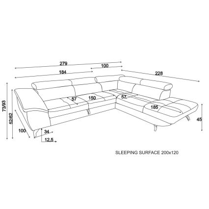Eck-Schlafsofa mit Stauraum in L-Form BRESCIA, rechts, beige